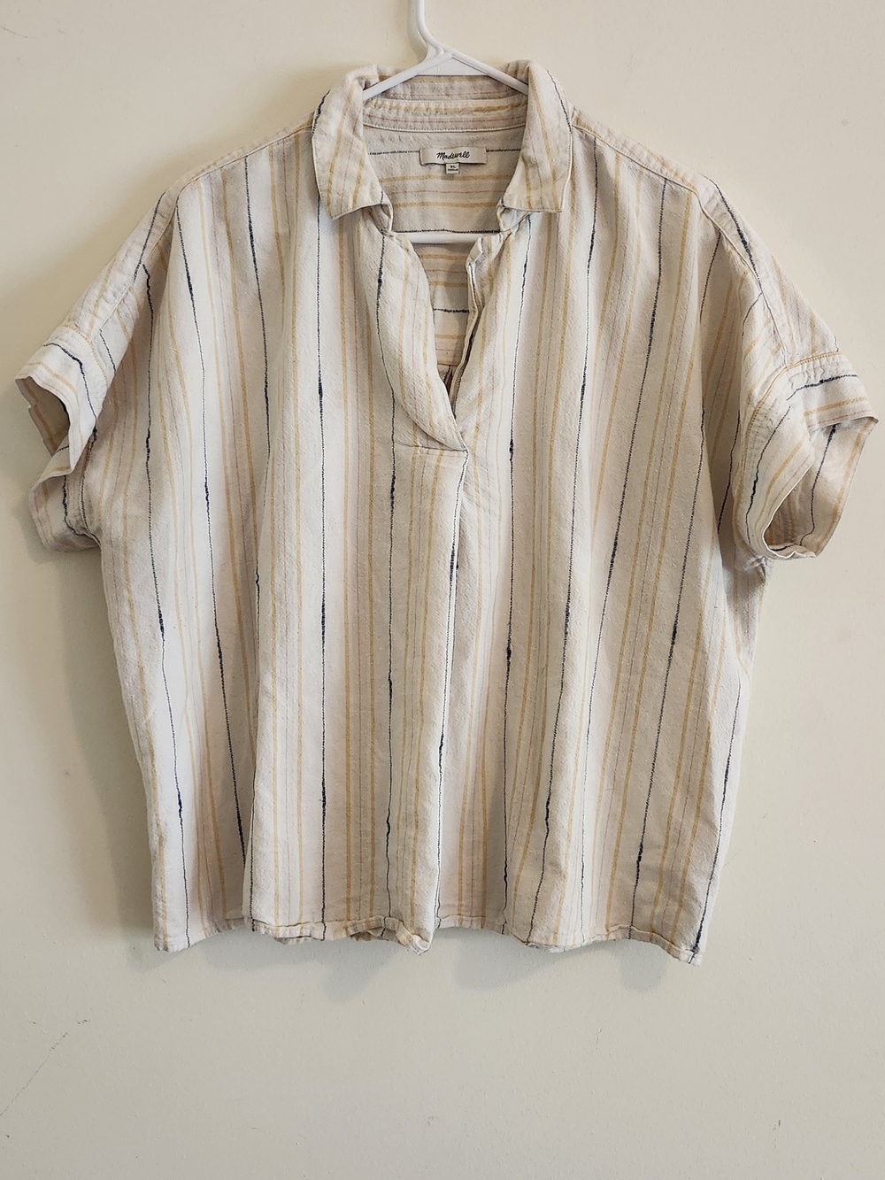 Summer Casual Classic Madewell Cream Short-Sleeve Striped Polo